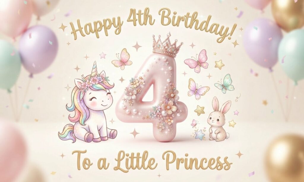 _4th Birthday Wishes for Girl in English