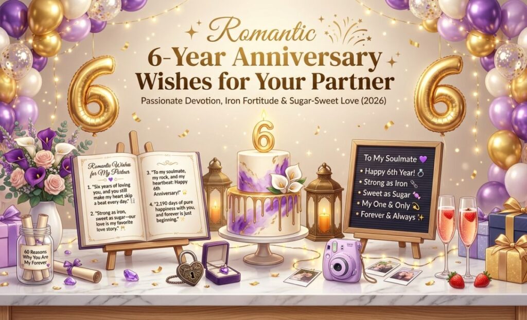 150+ Heartfelt 6 Year Anniversary Wishes, Romantic Messages & Sweet Quotes (2026)